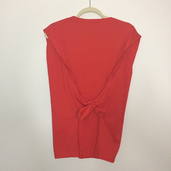 Sandro Red Front Tie Sleeveless Blouse Cotton - Picture 11 of 16